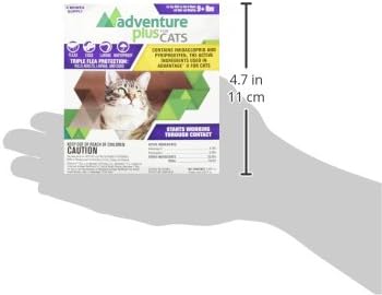 Adventure Plus Triple Flea Protection for Cats – Spot on Flea & Tick Prevention for Cats 9lbs & over – 4 Doses