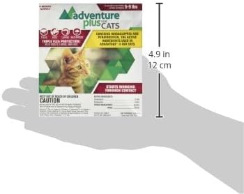 Adventure Plus Triple Flea Protection for Cats – Spot on Flea & Tick Prevention for Cats between 5-9lbs – 4 Doses