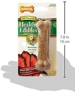 Nylabone (4 Pack) Healthy Edibles Dog Chew Treat Bones for Wolf/Medium Size Dogs (Roast Beef)