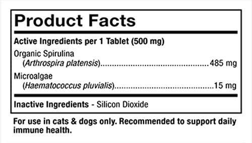 Dr. Mercola, SpiruGreen, for Cats and Dogs (180 Tablets), with Organic Spirulina and Microalgae,Organic Spirulina, non GMO, Soy Free, Gluten Free