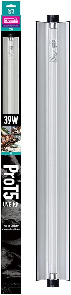 Arcadia 584505 Pro T5 UVB Kit 39W Desert with D3+ 12% Reptile Tube, Approx. 87.4 x 6 x 4.5 cm
