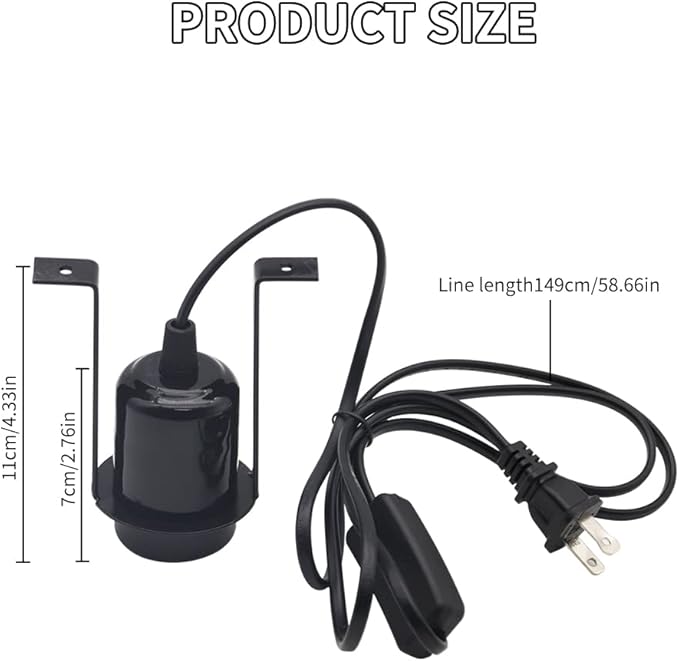 Reptile Light Fixture Heat Lamps E27 Base UVB Reptile Light Fixture Dome Heat Lighting Lamp Combo kit ffor Reptiles, Bearded Dragon, lguana, Snake, Turtle Tank (One lamp Head)