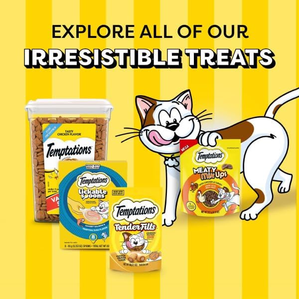 Temptations Lickable Spoons Adult Wet Cat Treat, Savory Salmon and Tempting Tuna Flavor, 10 Grams, Pack of 24 (96 Total Treats)