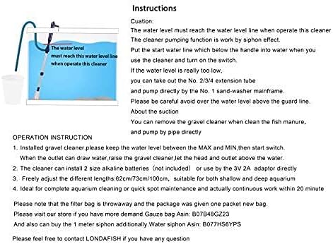 LONDAFISH Electric Fish Tank Vacuum Cleaner Syphon Operated Gravel Water Filter Cleaner Sand Washer