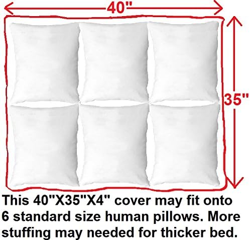 Dogbed4less DIY Pet Bed Pillow Brown MicroSuede Duvet Cover and Waterproof Internal case for Dog at 40X35X4 Inch - Covers only