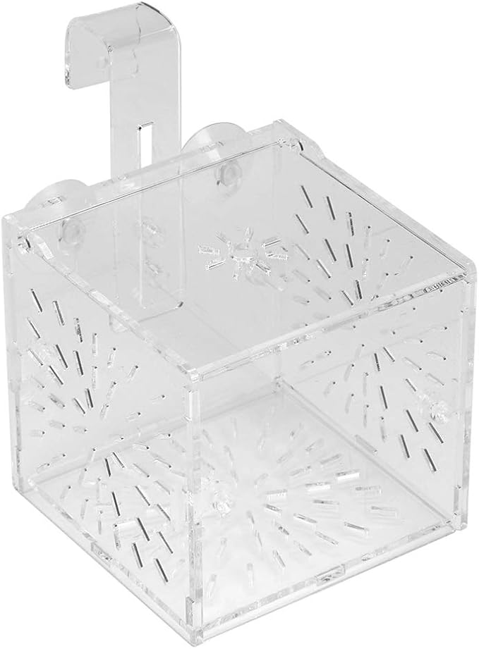 Aquarium Breeding Isolation Box, Transparent Acrylic Fish Isolation Box Fish Separator with Suction Cups for Small Baby Fishes Shrimp Clownfish Guppy(10CM*10CM*10CM)