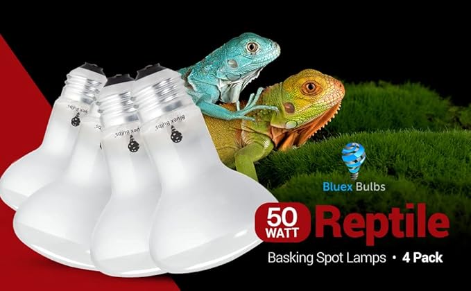 4 Pack 50-Watt Basking Light for Reptile - Heat Lamp Bulbs for Reptiles & Amphibians Broad Spectrum Reptile Light for Glass Terrariums Suitable for Bearded Dragons Light Lizards Iguanas basking Bulb