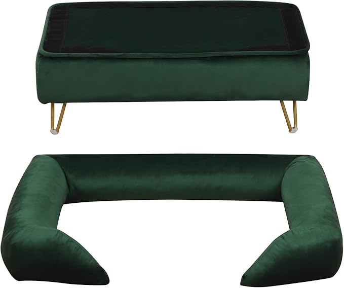 Dog Sofas and Chairs for Small Breeds,Dog Couch for Small Pet,Cat Sofa Chair with Soft Velvet Fabric,Wooden Frame Cat Bed,Pet Sofa Bed for Small Dog Rest Using,EMERALD