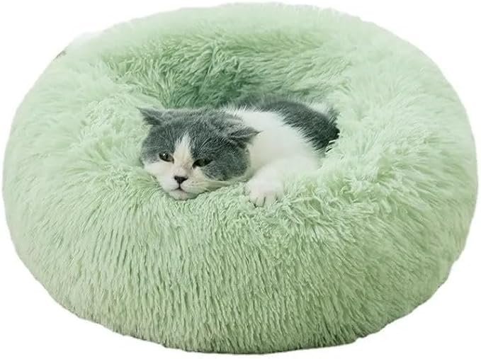 Cat Beds for Indoor Cats - Cat Bed Washable 20/24 inches, Dog Beds for Small Medium Dogs, Anti Anxiety Round Fluffy Plush Faux Fur Cat Bed,Thick Bottom Keep Pets Off The Cold Tile