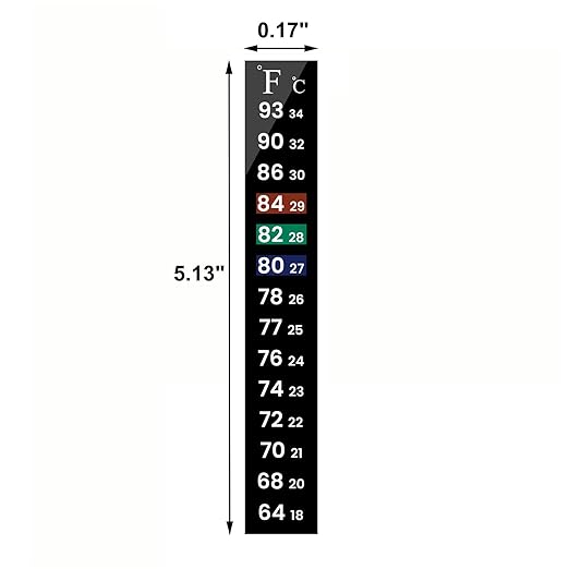 AQUANEAT 6 PCS Aquarium Thermometer Strips, Reptile Thermometer, Fish Tank Thermometer Sticker, Terrarium Water Temperature Test