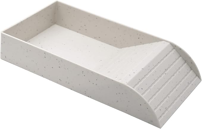 Reptile Tortoise Turtle Feeding Dish with Ramp and Basking Platform Reptile Tortoise Food and Water Bowl Reptile Pool with Ramp (Granite Texture)