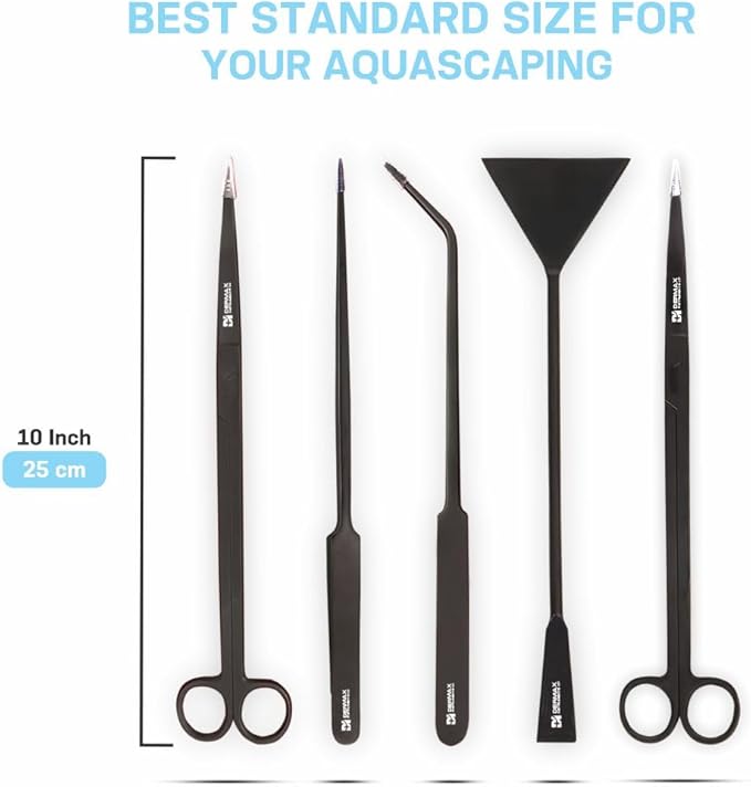 Dermax Aquascaping Equipment - Create Your Underwater Paradise Easily with Scissor Tweezer Spatula (Matte Black)