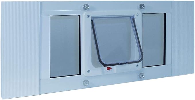 Ideal Pet Products Aluminum Sash Window Pet Door, Adjustable to Fit Window Widths from 33" to 38", Cat Flap 6-1/4” x 6-1/4” Flap Size
