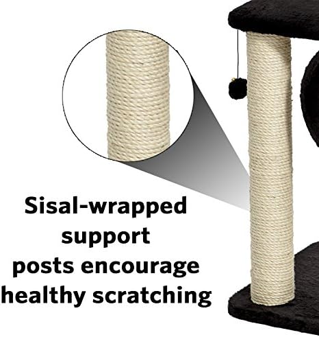 MidWest Homes for Pets Cat Tree | Escapade Cat Furniture, 4-Tier Cat Activity Tree w/Sisal Wrapped Support Scratching Posts & Lounging Cat Look-Out, Black/White Pattern, Medium Cat Tree