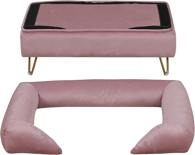 Dog Sofas and Chairs for Small Breeds,Dog Couch for Small Pet,Cat Sofa Chair with Soft Velvet Fabric,Wooden Frame Cat Bed,Pet Sofa Bed for Small Dog Rest Using,Pink