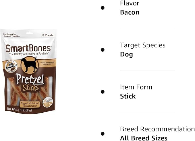 SmartBones No Artificial Colors or Preservatives Pretzel-Style Chews, Treat Your Dog to a Fun Shapped Rawhide-Free Chew 8 Count (Pack of 1)