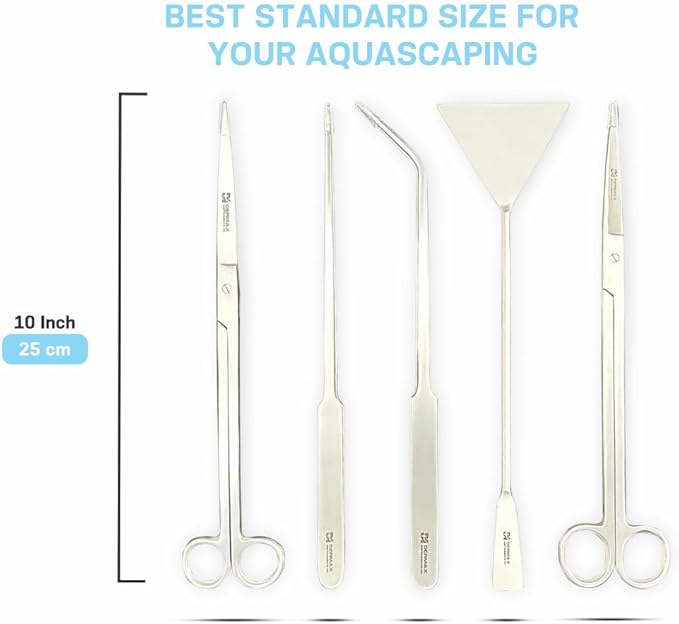 Dermax Aquascaping Equipment - Create Your Underwater Paradise Easily with Scissor Tweezer Spatula (Silver)