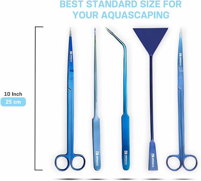 Dermax Aquascaping Equipment - Create Your Underwater Paradise Easily with Scissor Tweezer Spatula (Blue Titanium)