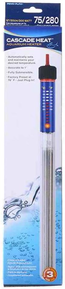 Penn-Plax Cascade Heat Aquarium Heater – Fully Submersible – Great for Freshwater and Saltwater Fish Tanks – 13.5” Length – 300 Watt