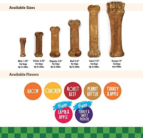 Nylabone Healthy Edibles Long Lasting Chew Treats. (4) 8 Count Pakcs of Bacon Flavor Tereats for X-Small/Petite Dogs. 32 Total Treats.