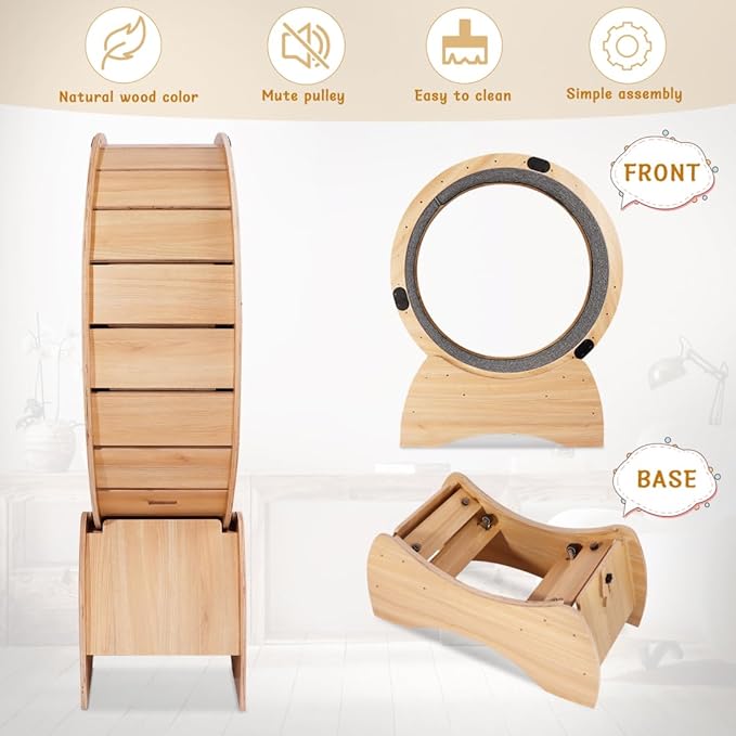 Cat Exercise Wheel, Cat Wheel with Carpeted Runway, Cat Running Wheel for Indoor Cats, Kitty Cat Sport Toy, Great for Physical Activity and Reducing Boredom (Basic Model)