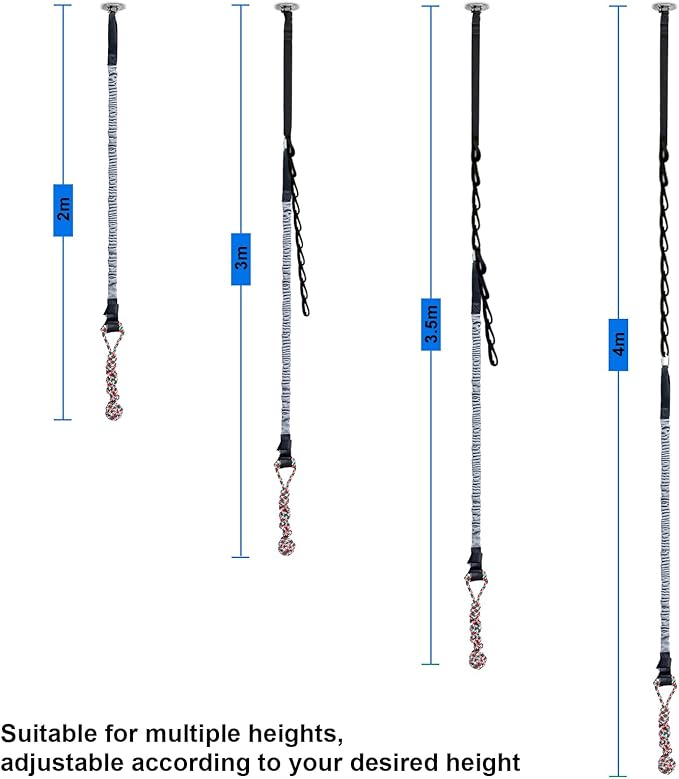 Outdoor Bungee Tug Toy,Dog Toy Hanging from Wall, Interactive Exercise Play Cord & Tether Chew Rope Toy for Large Breed Puppies & Small Dog adult with Fixed Disk for Wall (Gray)