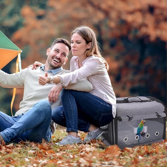 SUERTREE Bird Carrier Bag Bird Travel Cage with Stand, Lightweight Backpack for Parrot, Portable Bird Travel Bag, Pet Transparent Breathable Travel Cage