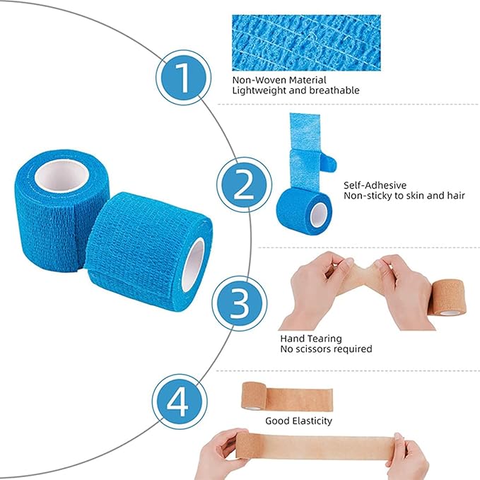 16 Pack Self Adhesive Bandage Wrap 3 inch, Self Sticking Bandage Wrap, Wound Wrap Self Adherent for Wrist Ankle Sprains, Vet Wrap for Animals Pet(Beige)