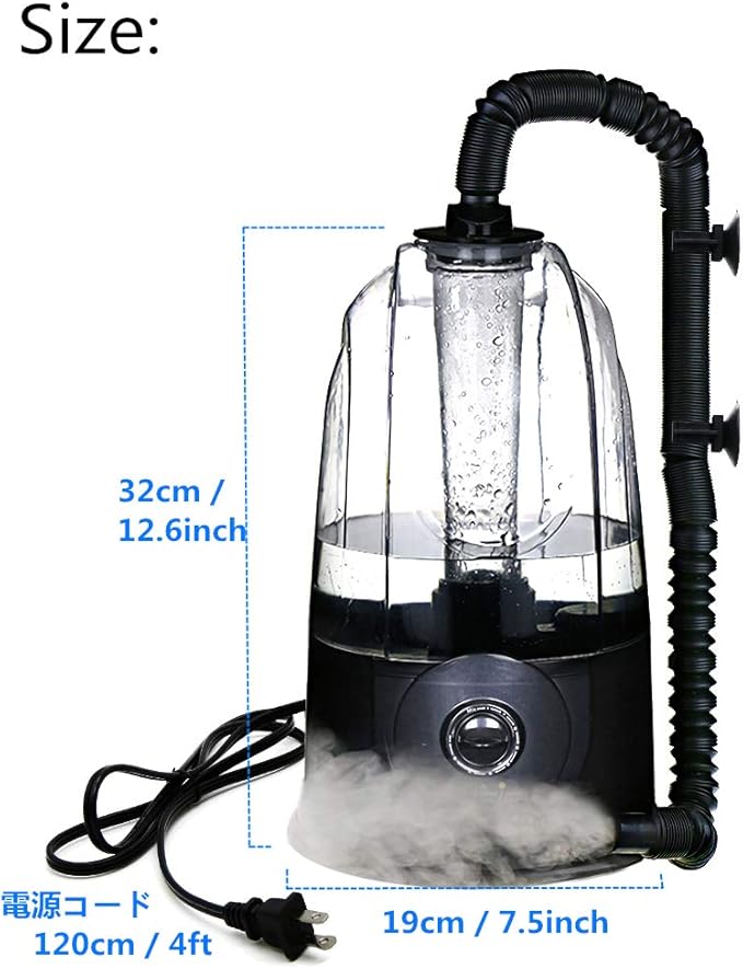 Reptile Fogger Terrariums Humidifier Fog Machine Mister 3L Large Size Ideal for Paludarium/Vivarium/Reptiles/Amphibians/Herps