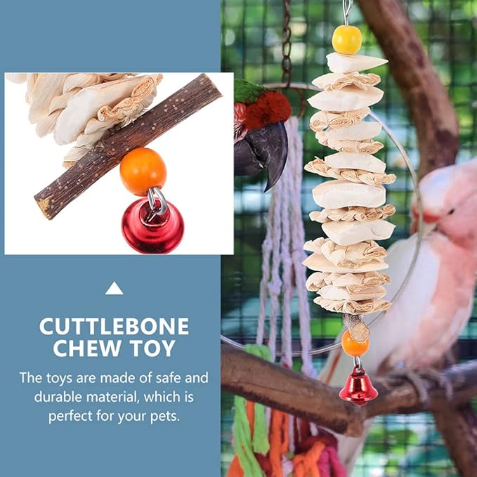 2Pcs Parrot Chewing Toy Bird Beak Grinding Stone cuttlebone Supplement Food Block for Conure Budgies Parakeet Cockatiel Chinchilla (Random Color)