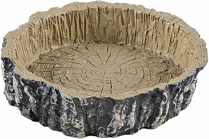 MODERNJOE'S Reptile Tree Stump Food/Water Bowl(2 Pack), Water/Food Dish for Amphibians – Small Size(4.1 x 4.1 x 0.9 inches)