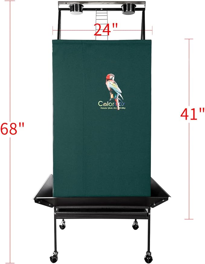 Good Night Bird Cage Cover for Large Bird Cage with Play Top (Patent Pending), Green 68"