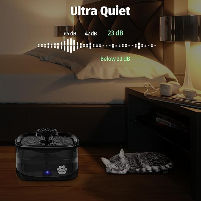 Kastty 2.5Gal/9.5L Dog Water Fountain 3 Flow Modes Cat Fountain with 2 Flower Spouts& 7" Larger Filter Super Filtration& Smart 3 in 1 LED Safe Pump, BPA-Free, Quiet, Ideal for Large Dogs& Multi Pets