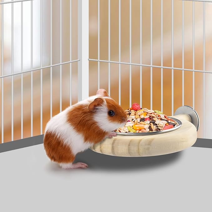 KATUMO Conure Perch Bird Wood Perch Stand Toy Parrot Cage Toy Bird Food Cup for Parakeet Lovebird Cockatiel Conure Budgie Small Parrots