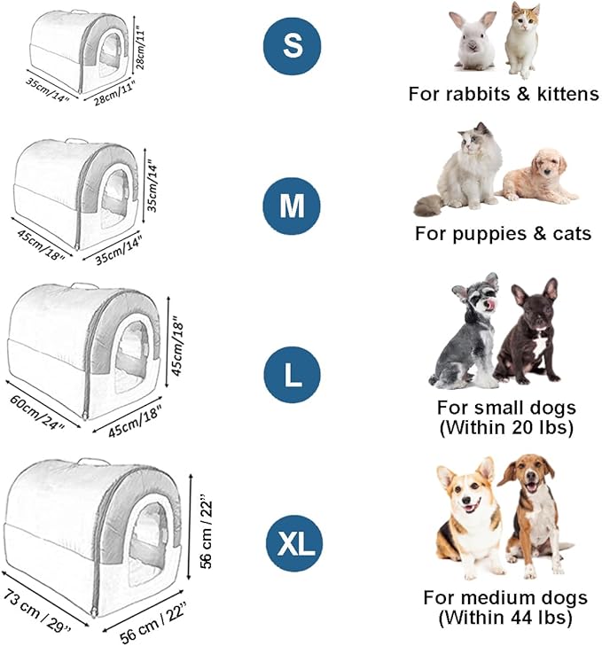 ANPPEX Dog House Indoor,2 in 1 Washable Covered Dog Bed,Insulated Cozy Dog Igloo Cave,L Size for Small and Medium Dogs,Blue