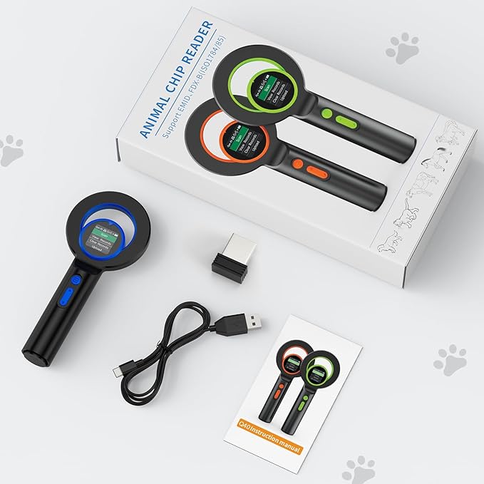 Pet Microchip Scanner Rechargeable RFID Micro Chip Reader Scanner ISO11784/85/FDX-B/EMID 240 Records Data Storage Upload to PC,for Animal/Pets/Pigs/Dogs/Cats