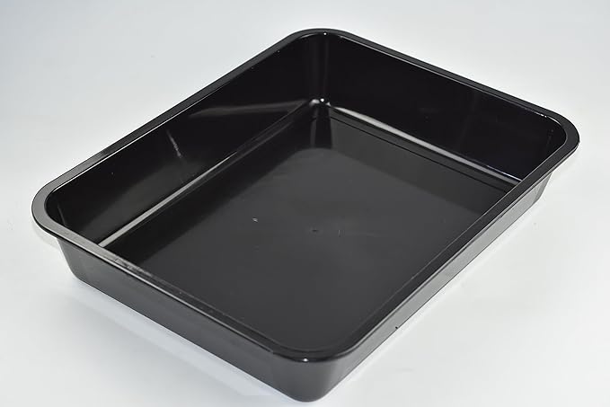 OMEM Reptile food bowl large water dish, wood plate, bowl turtles (L=35.4 * 5.3 * 26.3, black)