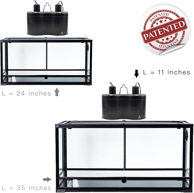 Reptile Dual Dome 12inch, Fits Reptile Light/Heat Lamp/UVB Light, Max. 160W Each,Patent Design K8561, Reptile Light Fixture