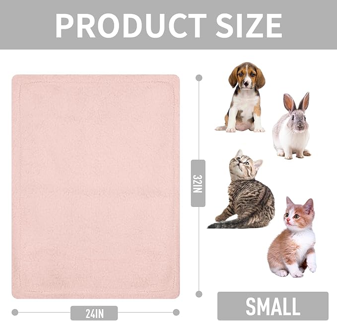 furrybaby Dog Blanket Soft Dog Blankets for Small Dogs Puppy Essentials Washable Fluffy Sherpa Fleece Cat Blanket 24x32 Inches for Bed Furniture Couch Sofa (Double-Layer Small, Pink)