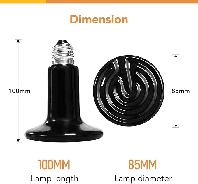 Simple Deluxe 100W Ceramic Reptile Heat Lamp Bulb & 150W Clamp Light with 8.5" Aluminum Reflector Combo for Amphibian Pets