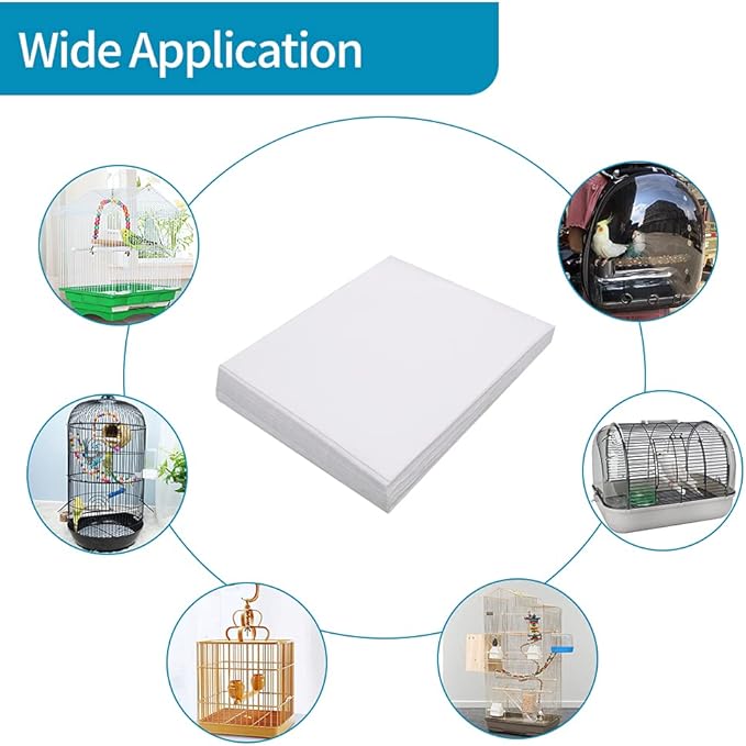 Bird Cage Liner Papers, 100 Sheets 12.2×10in Non-Woven Bird Cage Liners, 4 Size to Choose, Precut Absorbent Bird Paper (12.2×10in, 100 Sheet)