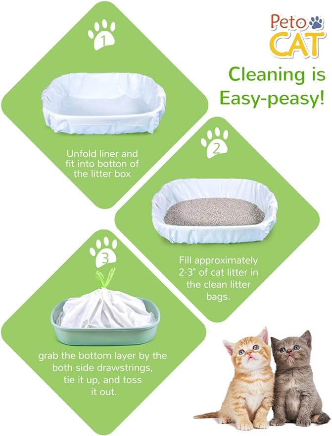 Litter Box Liners, 28 Count Giant Jumbo Cat Litter Pan liners, Drawstring Litter Liner Bags For Litter Box Pan, Extra Large Thick Kitty Litter Liner XXL, Eco Friendly Pet Supplies(45" x 19")
