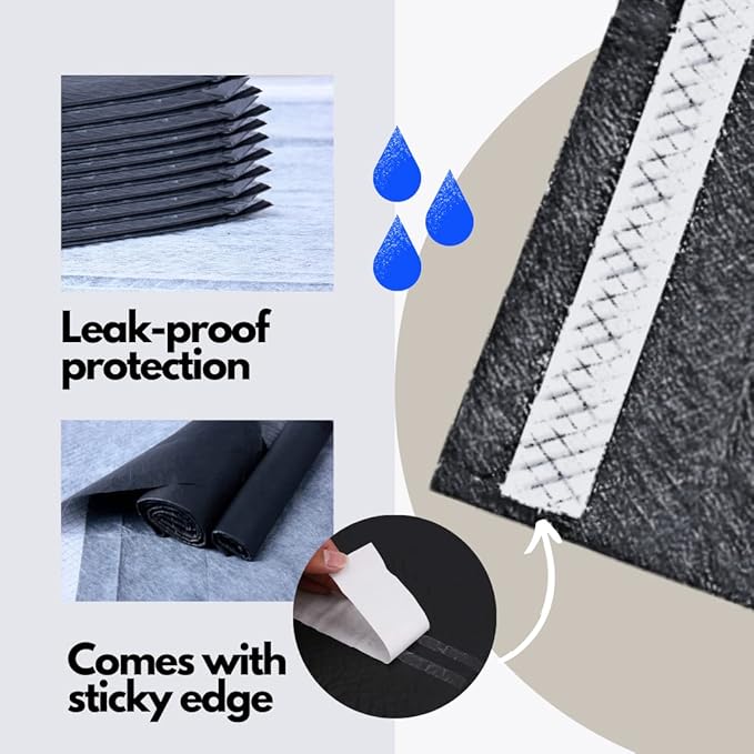 Black Charcoal Puppy Pads24”*24”,Puppy Training Pads for All Dogs and puppy,Super Absorbent & Leak Proof Pee Pads,Potty puppy training Disposable Pad for Doggies ,improved quality puppy pee pads 50pcs