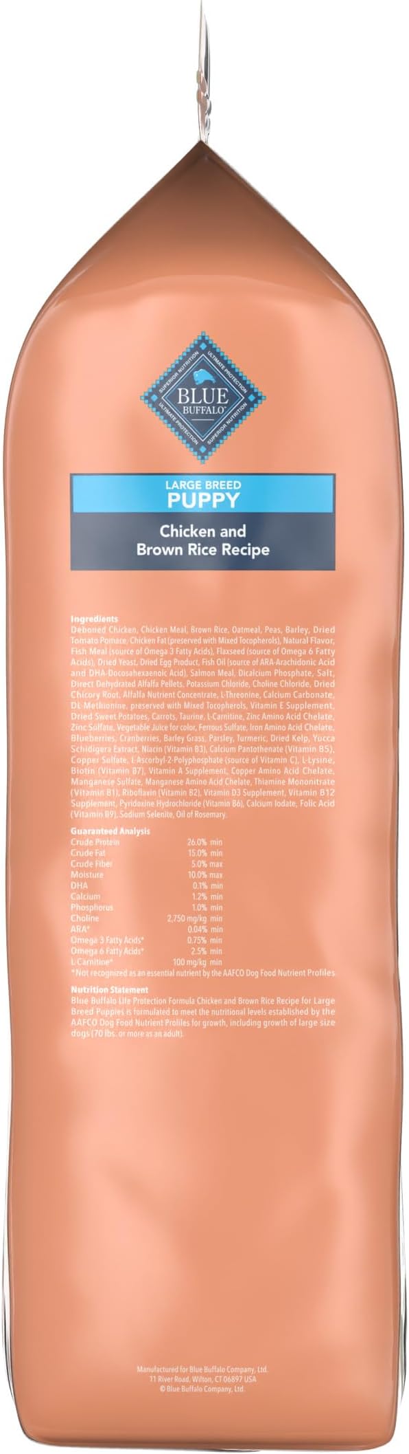 Blue Buffalo Life Protection Formula Large Breed Puppy Dry Dog Food with DHA, Vital Nutrients & Antioxidants, Made with Natural Ingredients, Chicken & Brown Rice Recipe, 34-lb. Bag
