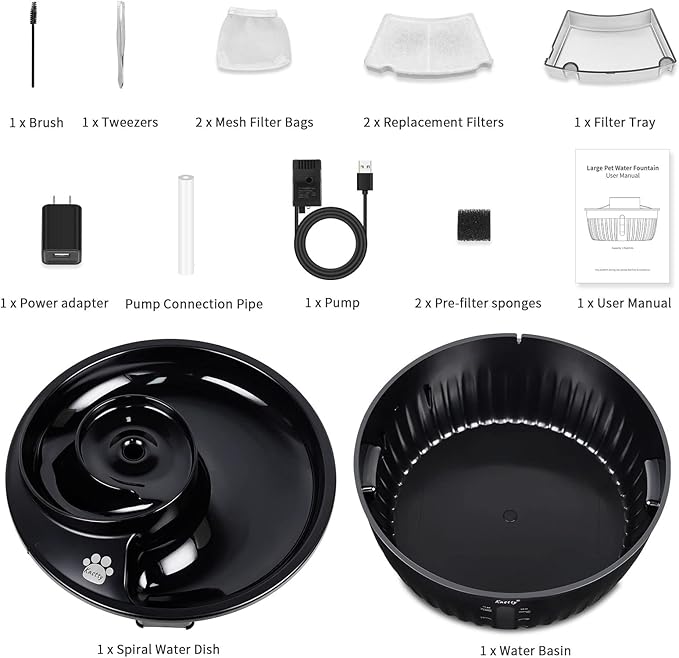 Kastty 195oz/6L Dog Water Fountain Premium Large Pet Water Fountain Ultra Quiet BPA-Free Cat Fountain, Safe Smart Pump& Triple Filtration, 2 Filter Sets, Ideal for S-L Dogs and Multi-Pet Families