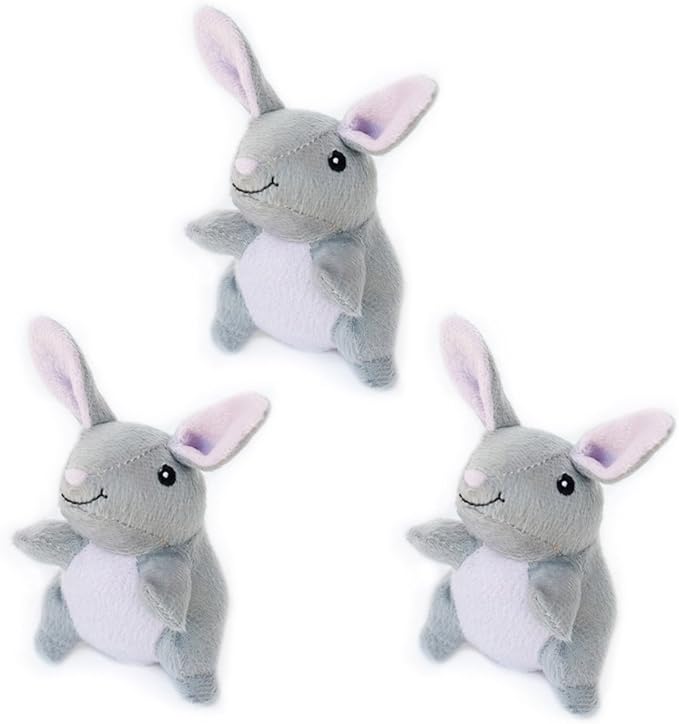 ZippyPaws - Burrows Replacement Miniz Bunnies 3-Pack - Plush Refills for Interactive Dog Toys for Boredom - Hide and Seek Dog Toys and Puppy Toys, Colorful Squeaky Dog Toys for Small and Medium Dogs