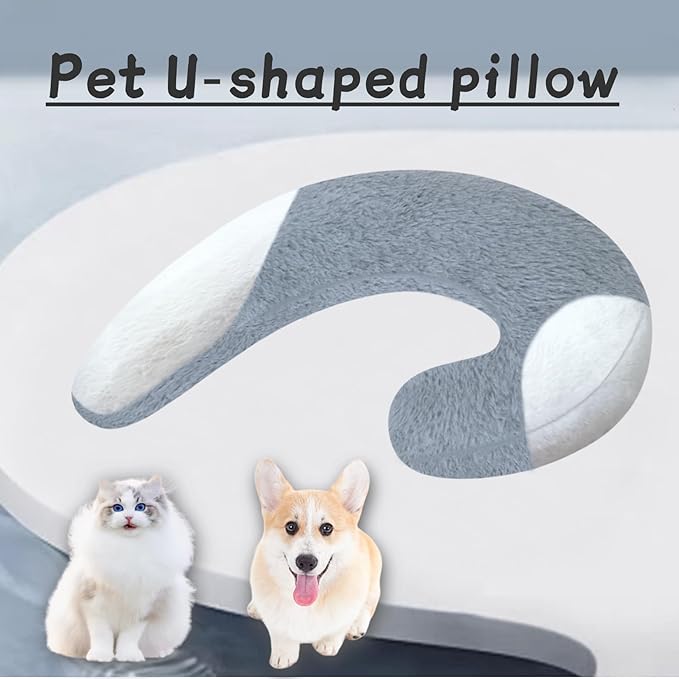 Dog Pillow Dog Calming Pillow Pet Pillow for Indoor Dogs and Cats Dog Neck Pillow Cat Pillow Improve Pet Sleep Gray and White Double Color