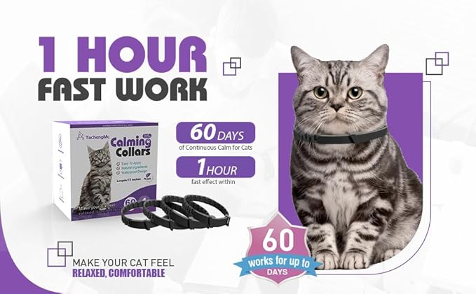 4 Pack Calming Collar for Cats, Cat Collars Efficient Relieve Reduce Anxiety Stress,Make Comfortable Relaxed,Pheromones Collar, Cat Calming Collar Kitten Supplies, Lasting 60 Days, Black