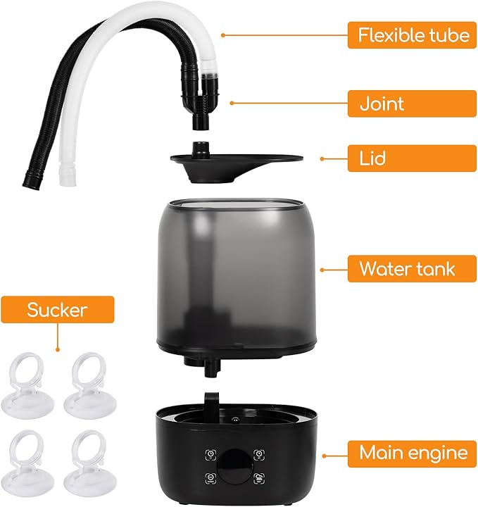 OIIBO Reptile Humidifier with Timing, 4L Large Digital Reptile Fogger Terrarium Humidifiers with Double Extension Tube Automatic Reptile Misting System