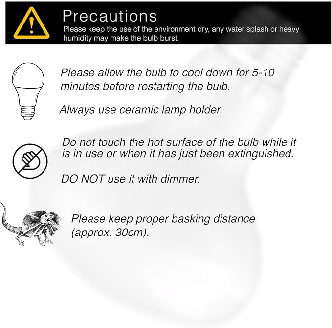 Reptile Heat Bulb Lamp, 1-Pack 100W Daylight Basking Spot, Bearded Dragon/Turtle/Lzard/Gecko Light Bulb, UVA Heat Lamp, Basking Light for Reptiles